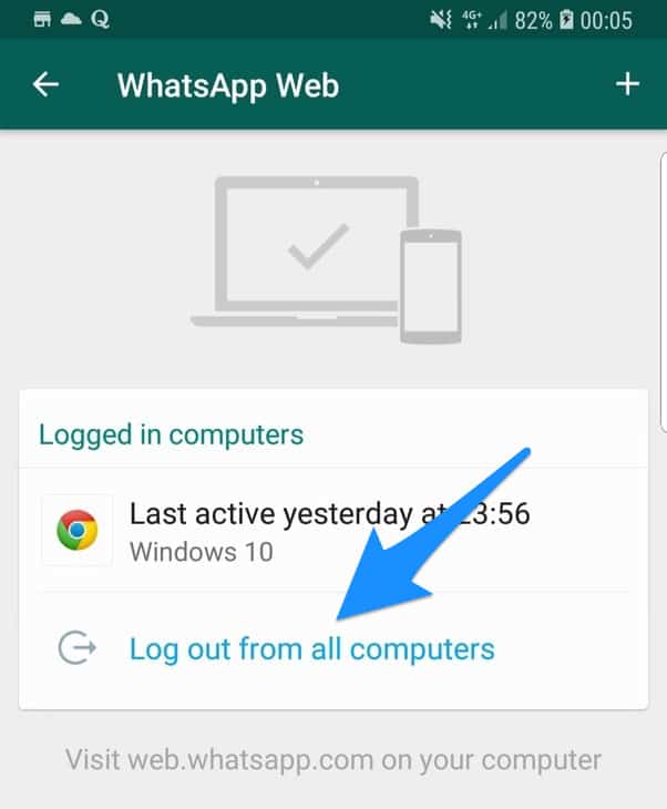 whatsapp - Disconnessione di tutti i dispositivi